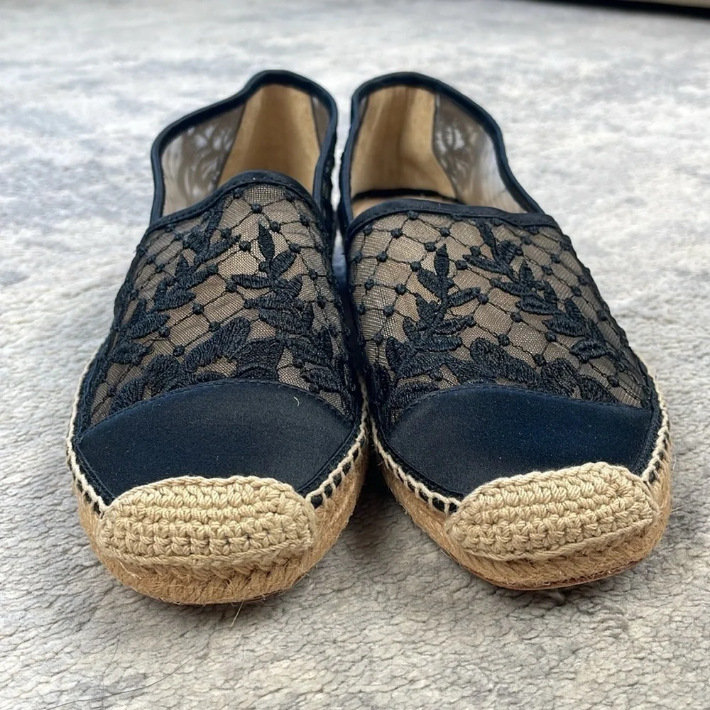 New L’Agence Floral Embroidered Lace Espadrille Loafer Flats Slip On Sz 6